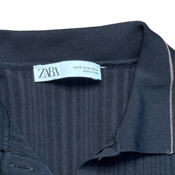 Zara Black & Tan Textured Weave Colorblock Oversized Sweater Top Small - Picture 5 of 5